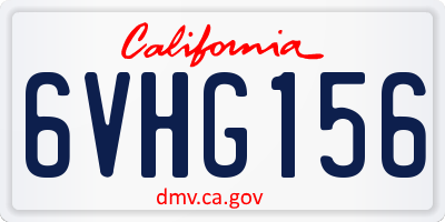 CA license plate 6VHG156