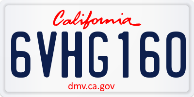 CA license plate 6VHG160