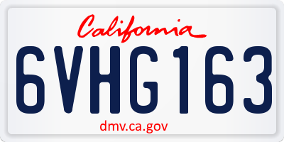 CA license plate 6VHG163