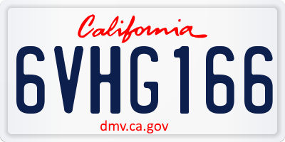 CA license plate 6VHG166