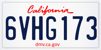 CA license plate 6VHG173
