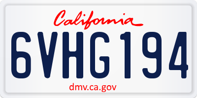 CA license plate 6VHG194