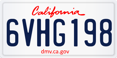CA license plate 6VHG198