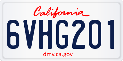 CA license plate 6VHG201