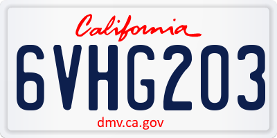 CA license plate 6VHG203