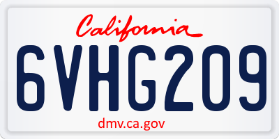 CA license plate 6VHG209