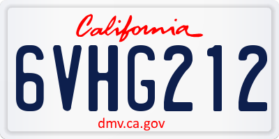 CA license plate 6VHG212