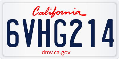 CA license plate 6VHG214