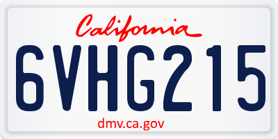 CA license plate 6VHG215