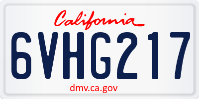 CA license plate 6VHG217