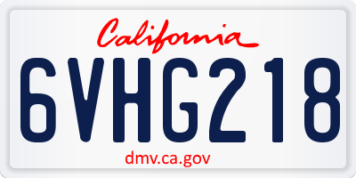 CA license plate 6VHG218