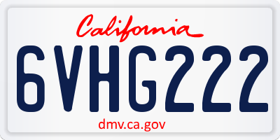 CA license plate 6VHG222