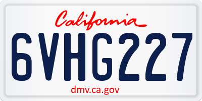 CA license plate 6VHG227