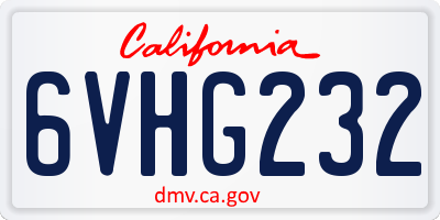 CA license plate 6VHG232