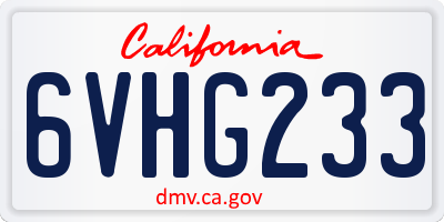 CA license plate 6VHG233