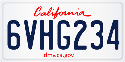 CA license plate 6VHG234