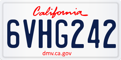 CA license plate 6VHG242