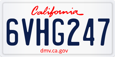 CA license plate 6VHG247