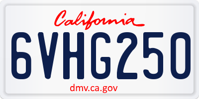 CA license plate 6VHG250