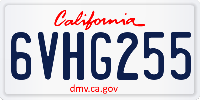 CA license plate 6VHG255