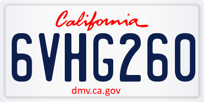 CA license plate 6VHG260