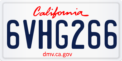 CA license plate 6VHG266