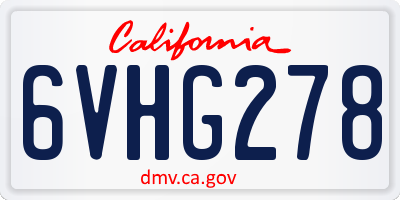 CA license plate 6VHG278