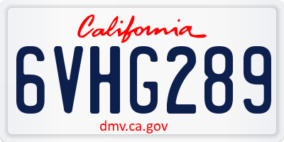 CA license plate 6VHG289