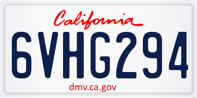CA license plate 6VHG294
