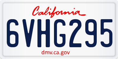 CA license plate 6VHG295