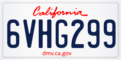 CA license plate 6VHG299
