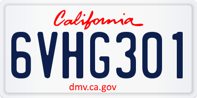 CA license plate 6VHG301