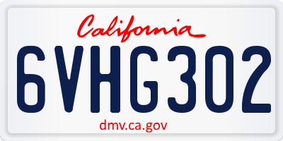 CA license plate 6VHG302