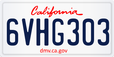 CA license plate 6VHG303