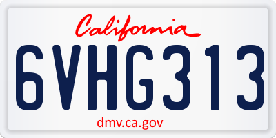 CA license plate 6VHG313