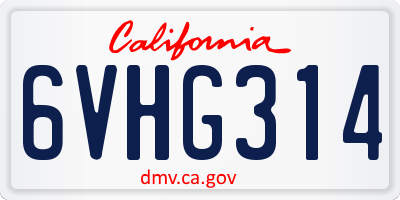 CA license plate 6VHG314