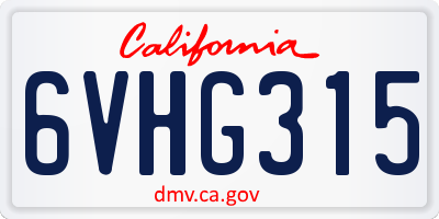 CA license plate 6VHG315