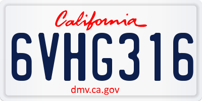 CA license plate 6VHG316