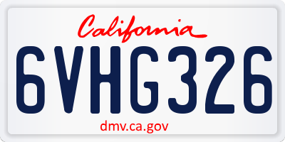 CA license plate 6VHG326