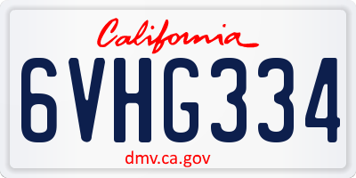 CA license plate 6VHG334