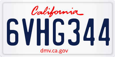CA license plate 6VHG344