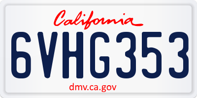 CA license plate 6VHG353