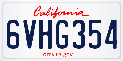 CA license plate 6VHG354