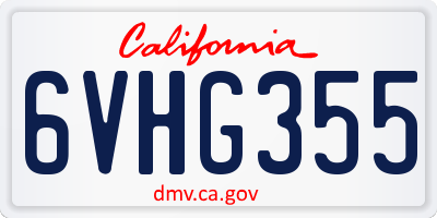 CA license plate 6VHG355