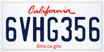 CA license plate 6VHG356