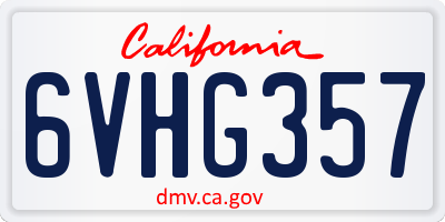 CA license plate 6VHG357