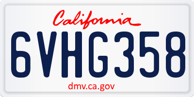 CA license plate 6VHG358
