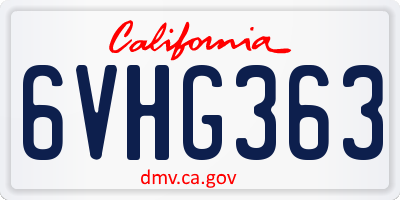 CA license plate 6VHG363