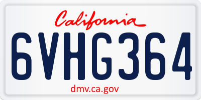 CA license plate 6VHG364