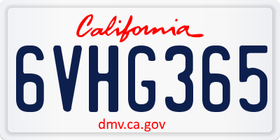 CA license plate 6VHG365